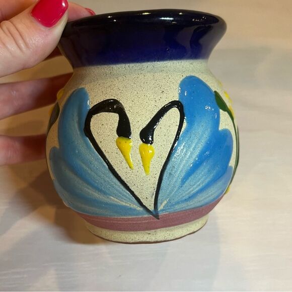 Talavera - Mexican Pottery - Hand Made Coffee Mug Blue Swans Heart - Picture 8 of 8
